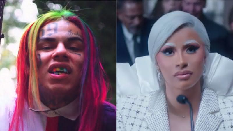 Os rappers 6ix9ine e Cardi B - Reprodução/YouTube