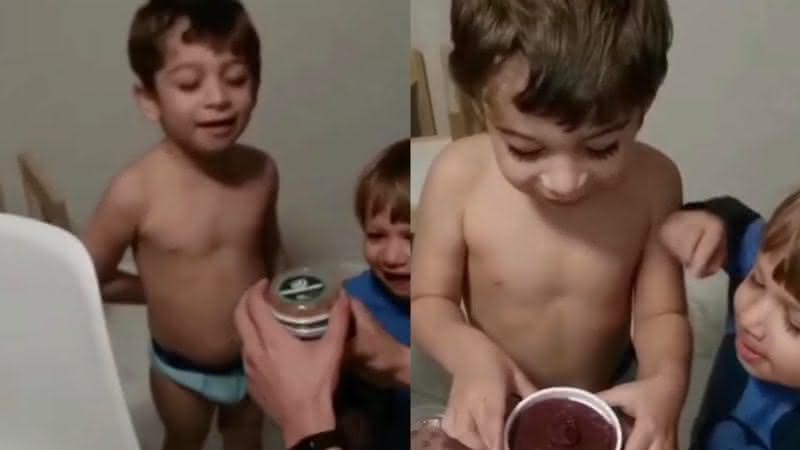 Lucas ao receber o açaí dos pais no Canadá - Instagram