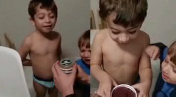 Lucas ao receber o açaí dos pais no Canadá - Instagram