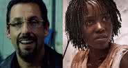 Adam Sandler em cena de Joias Brutas e Lupita Nyong'o em cena de Nós - Divulgação/Netflix/Universal Pictures