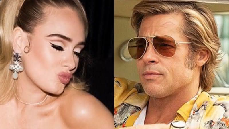 Adele em foto publicada em seu perfil e Brad Pitt em Era Uma Vez em...Hollywood - Instagram/Sony Pictures