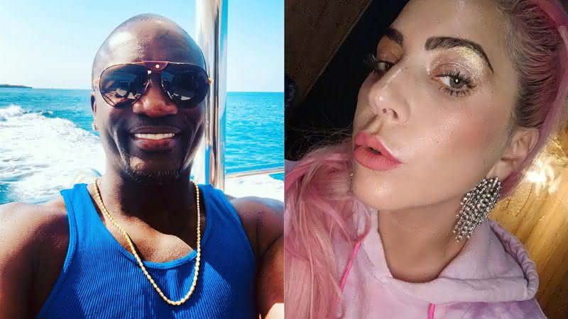 Akon e Lady Gaga em fotos publicadas em seus perfis do Instagram - Instagram