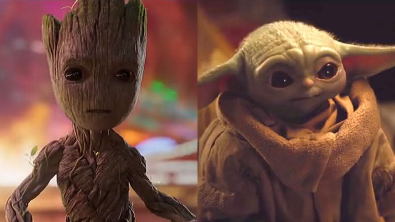 Baby Groot (Guardiões da Galáxia) e Baby Yoda (The Mandalorian) - Reprodução/YouTube