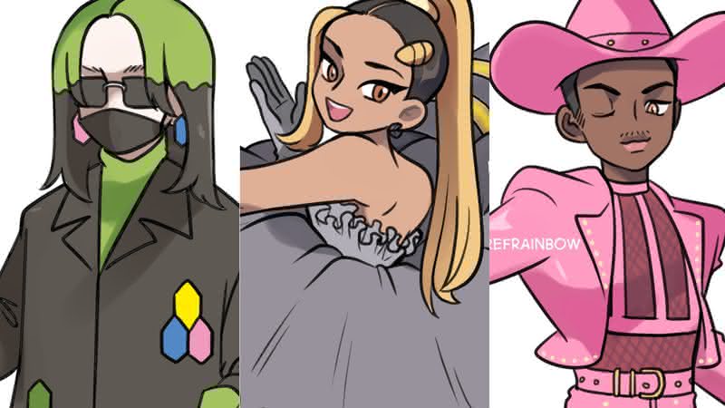 Looks de Billie Eilish, Ariana Grande e Lil Nas X inspiraram ilustrações como líderes de ginásio em Pokémon - Twitter