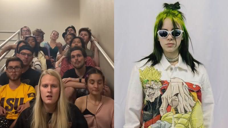 Universitários em vídeo no YouTube e Billie Eilish em clique no Instagram - YouTube/Instagram