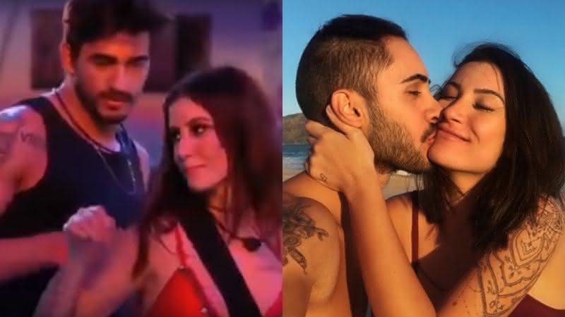 Bianca Andrade e Guilherme na festa (esquerda) e Bianca Andrade com Diogo Melim (direita) - Reprodução/YouTube/Instagram