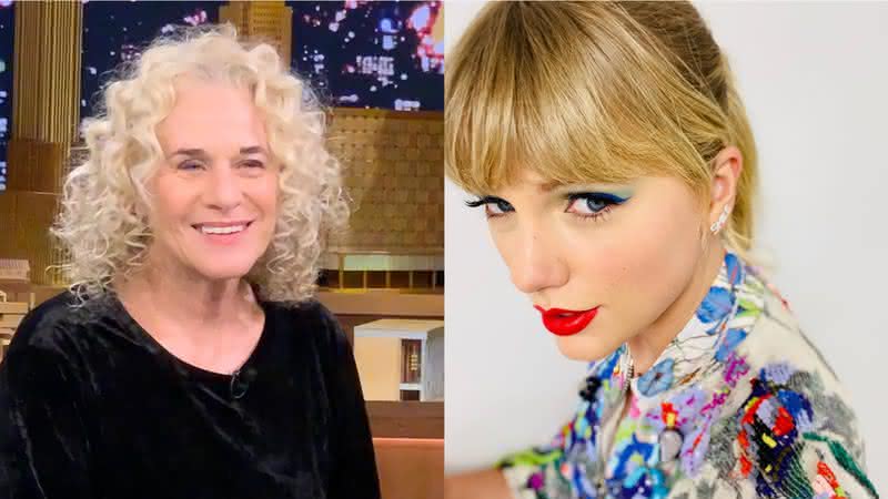 Carole King no programa de Jimmy Fallow e Taylor Swift em fotos publicadas em seus perfis - Instagram