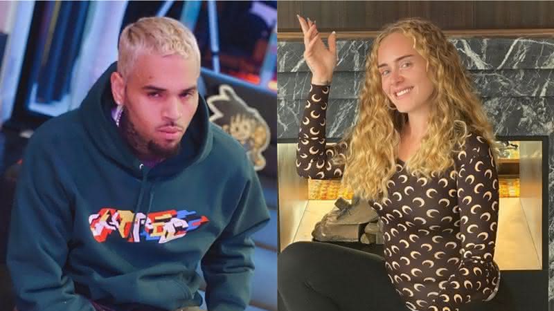 Chris Brown e Adele em fotos publicadas em seus perfis - Reprodução/Instagram