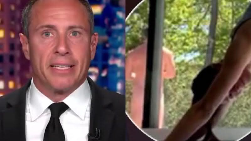 Chris Cuomo no perfil da CNN e no fundo da live - Instagram