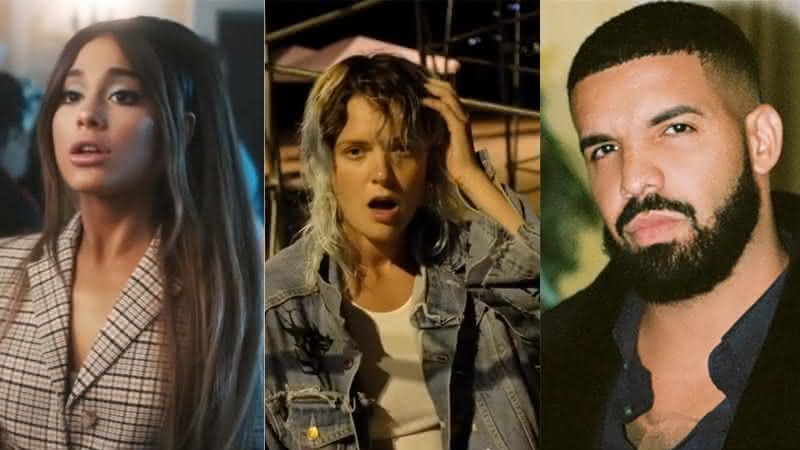 Ariana Grande, Tove Lo e Drake. Reprodução/Youtube/Instagram