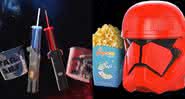 Combos da Cinemark (à esquerda) com os sabres de luz e da Cinépolis (à direita) com a cabeça de um soldado - Divulgação