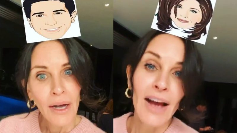 Courteney Cox brincando com filtro inspirado em Friends - Reprodução/Instagram