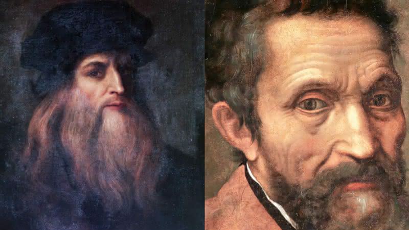 Retratos de Leonarod da Vinci e Michelangelo - Divulgação