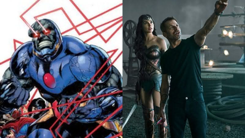 Darkseid em HQ da DC Comics e Zack Syder e Gal Gadot em set de Liga da Justiça - DIvulgação/DC Comics/Warner Bros