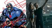 Darkseid em HQ da DC Comics e Zack Syder e Gal Gadot em set de Liga da Justiça - DIvulgação/DC Comics/Warner Bros