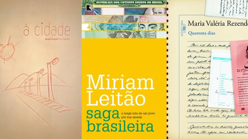 Capa dos livros À Cidade, Saga Brasileira e Quarenta Dias, todos vencedores anteriores do Livro do Ano - Divulgação