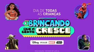 A campanha "Dia de Todas as Crianças - É Brincando que a Gente Cresce" ficará no ar até o dia 13 de outubro - Divulgação/Disney