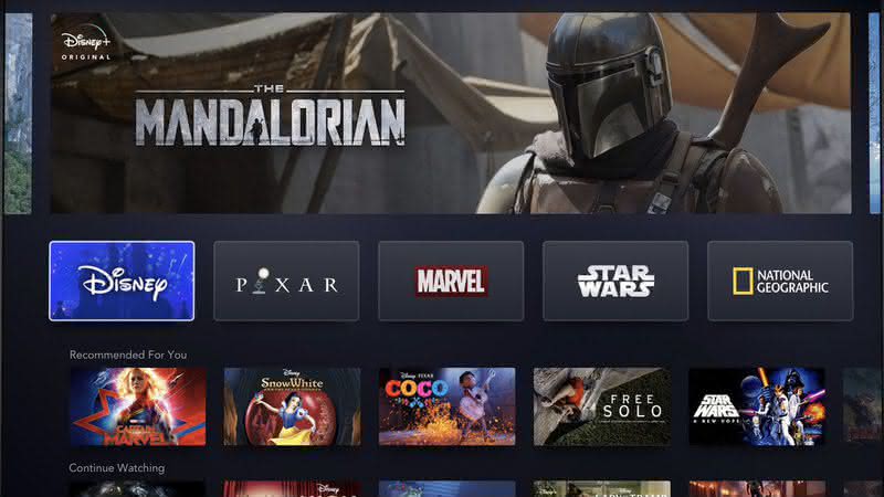 Interface do serviço de streaming da Disney - Divulgação/Disney