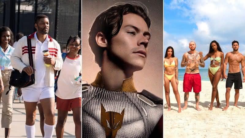 Harry Styles no MCU; crítica de "Rei Richard: Criando Campeãs"; e mais - Divulgação/Warner Bros., Marvel Studios, MTV