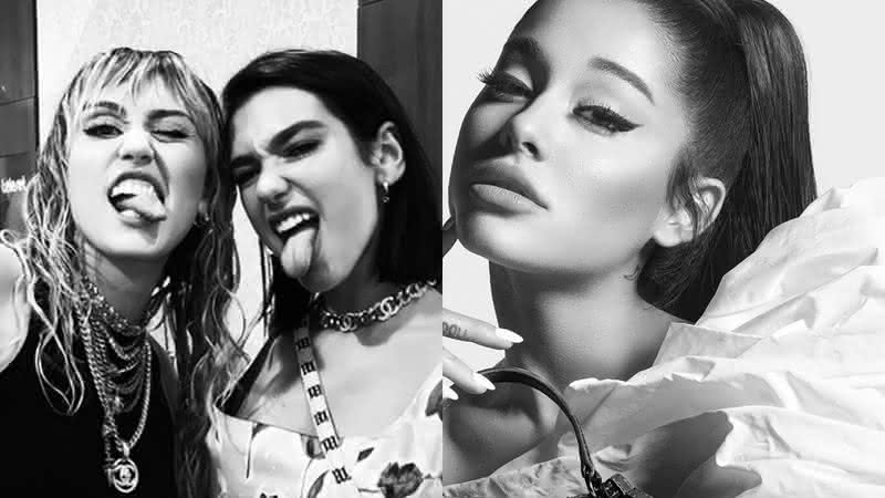 Miley Cyrus, Dua Lipa e Ariana Grande - Reprodução/Instagram