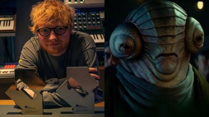 Ed Sheeran em postagem do Instagram e em A Ascensão Skywalker - Instagram/Lucasfilm