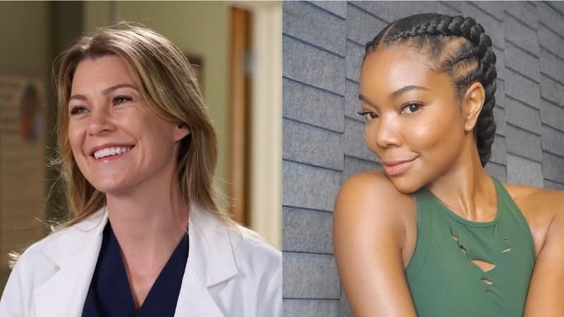 Ellen Pompeo em Grey's Anatomy e Gabrielle Union em foto publicada em seu perfil - ABC/Instagram