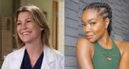 Ellen Pompeo em Grey's Anatomy e Gabrielle Union em foto publicada em seu perfil - ABC/Instagram