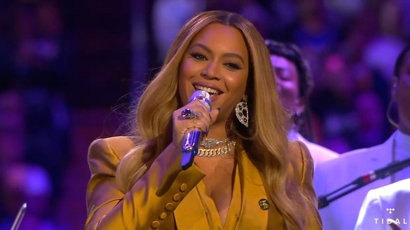 Beyoncé durante a homenagem a Kobe Bryant - Reprodução/Tidal