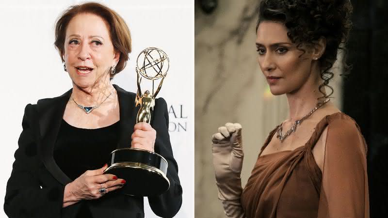 Fernanda Montenegro durante o Emmy Awards 2023; fãz de Harry Potter fizeram petição para que ela interpretasse Vicência Santos, papel de Maria Fernanda Cândido em Animais Fantásticos (Fotos: Neilson Barnard/Getty Images - Warner Bros. Pictures) - Divulgação