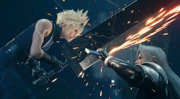 Cloud em cena de luta de Final Fantasy VII Remake - Reprodução/Square Enix