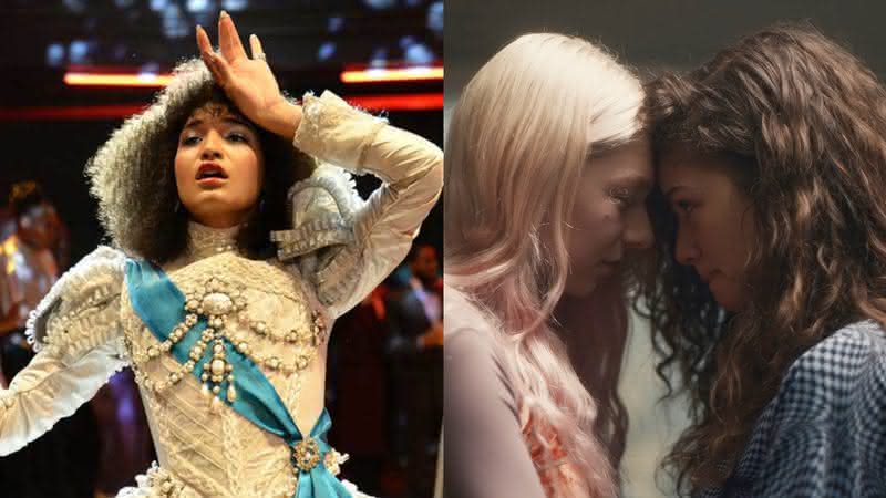 Cena da série Pose, da FX, ao lado das protagonistas de Euphoria, da HBO - FX/HBO