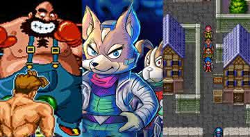 Cena de Punch-Out!!, arte de Star Fox 2 e captura de tela de Breath of Fire 2 - Nintendo