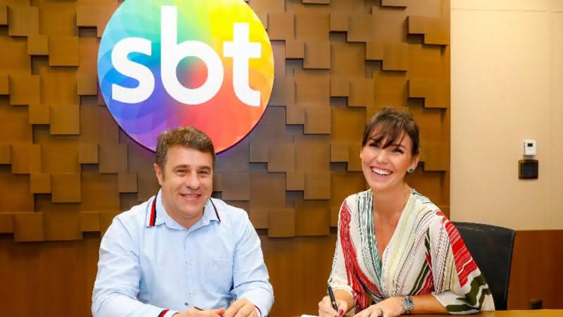 Glenda Kozlowski e o diretor artístico do SBT Fernando Pelégio - SBT