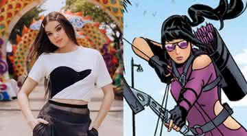 A atriz Hailee Steinfeld e a personagem Kate Bishop - Reprodução/Instagram/Marvel