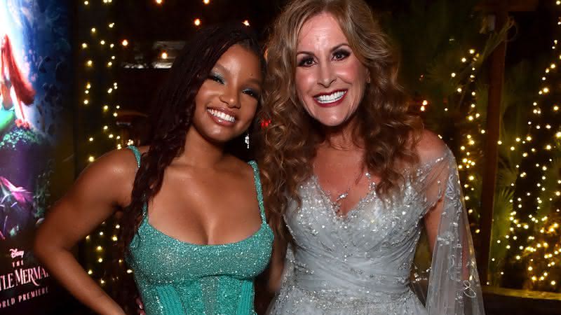 Halle Bailey e Jodi Benson, que foi a voz de Ariel na animação de 1989, reunidas na estreia do live-action de "A Pequena Sereia" - Alberto E. Rodriguez/Getty Images