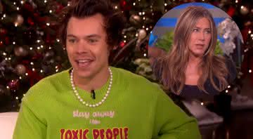 Harry Styles e Jennifer Aniston em participações no programa The Ellen Show - Reprodução/YouTube