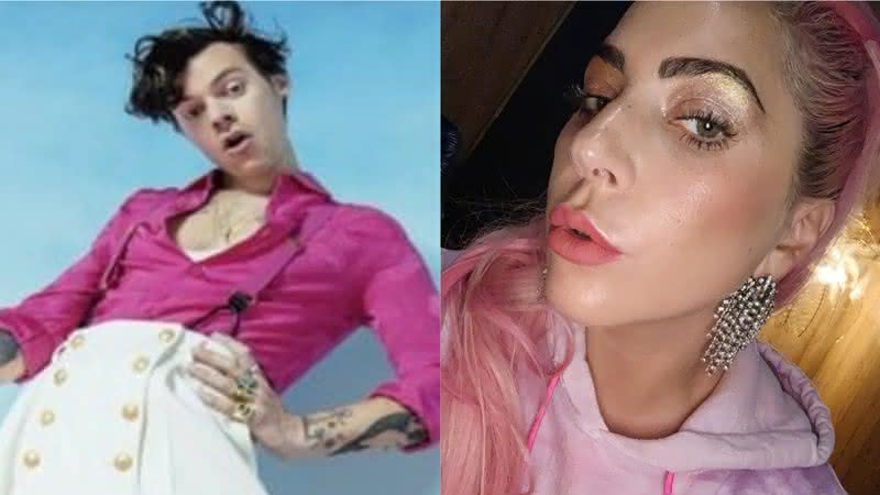 Harry Styles em divulgação de Fine Line e Lady Gaga em foto publicada em seu perfil - Instagram