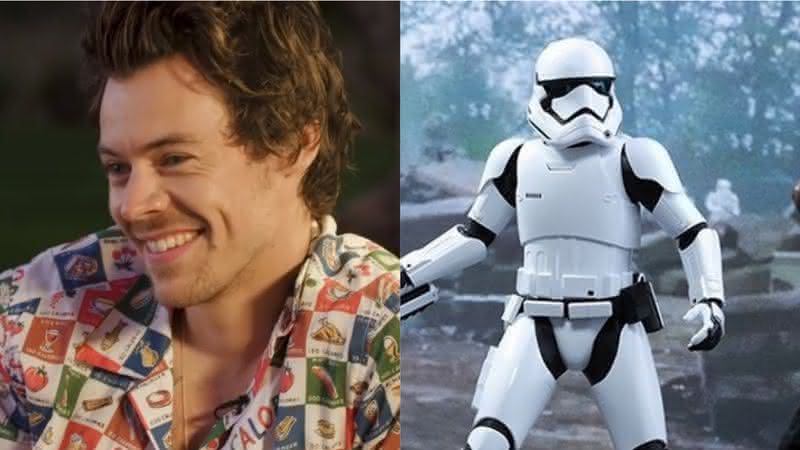 Harry Styles em entrevista e Stormtrooper em Star Wars: O Despertar da Força - Youtube/Disney