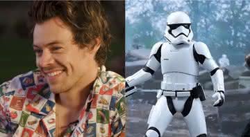 Harry Styles em entrevista e Stormtrooper em Star Wars: O Despertar da Força - Youtube/Disney