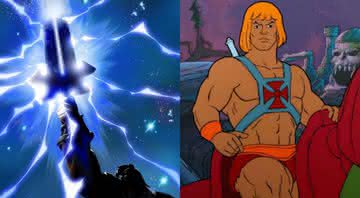 Pôster de He-Man e Os Mestres do Universo e He-Man na animação clássica - Mattel Television/Netflix/Divulgação/Filmation