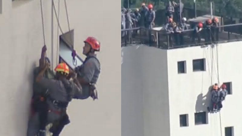 Homem foi resgatado por bombeiros - Reprodução/Band