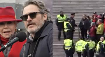 Joaquin Phoenix discursa ao lado de Jane Fonda antes de ser preso por protestar em frente ao Capitólio - YouTube