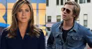 Jennifer Aniston em cena de The Morning Show e Brad Pitt em Era uma vez em...Hollywood - Apple