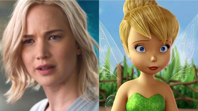 Jennifer Lawrence em Passageiros e a fada em Tinker Bell: Uma Aventura no Mundo das Fadas - Divulgação/Sony Pictures/DisneyToon Studios