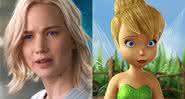 Jennifer Lawrence em Passageiros e a fada em Tinker Bell: Uma Aventura no Mundo das Fadas - Divulgação/Sony Pictures/DisneyToon Studios