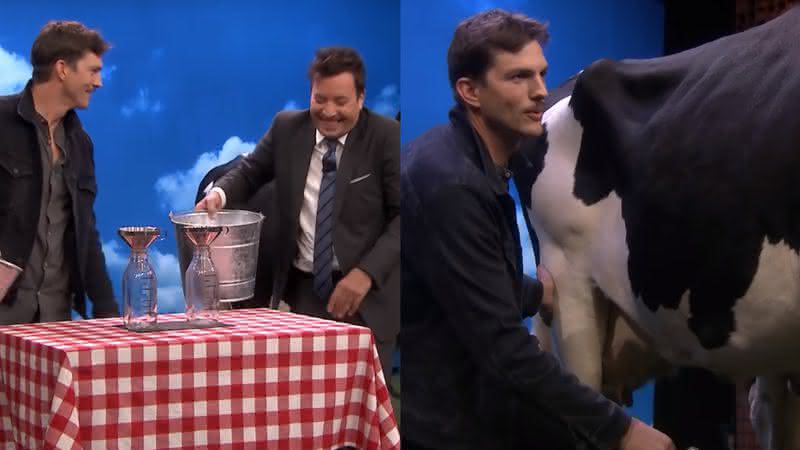 Ashton Kutcher durante o programa do Jimmy Fallon. Crédito: Reprodução/YouTube