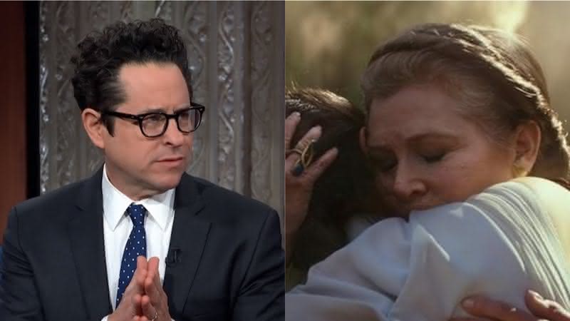 J.J. Abrams em entrevista e Carrie Fisher em cena de Star Wars - Youtube/Disney