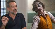 Todd Phillips em entrevista no YouTube e cena de Coringa - YouTube/Warner Bros.