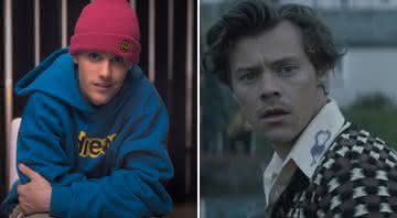 Justin Bieber no documentário Season e Harry Styles no clipe de Adore You - Reprodução/Youtube