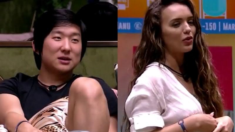 Pyong e Rafa Kalimann na sala do BBB20 falando sobre K-pop - Globoplay